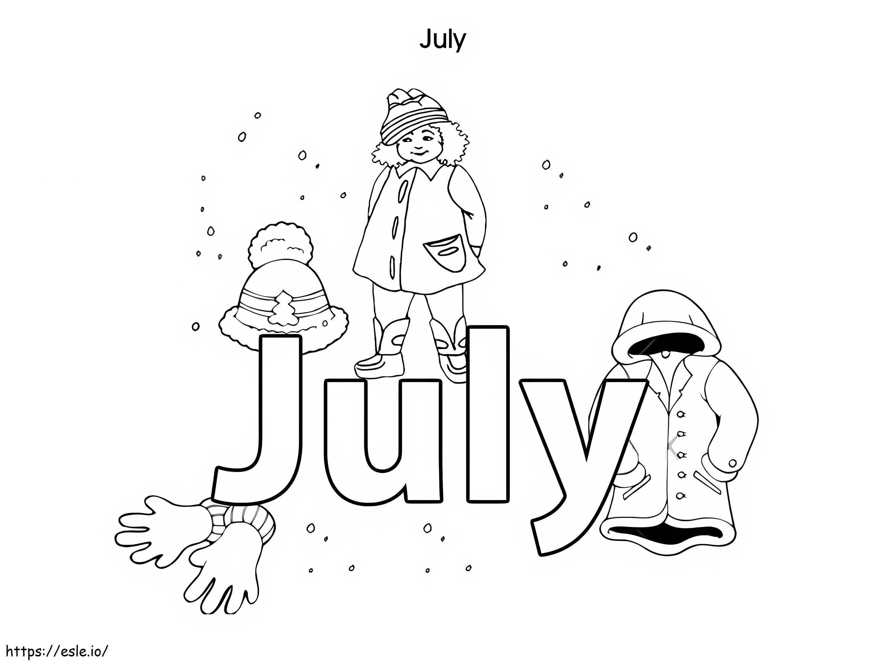 Bambini con luglio da colorare