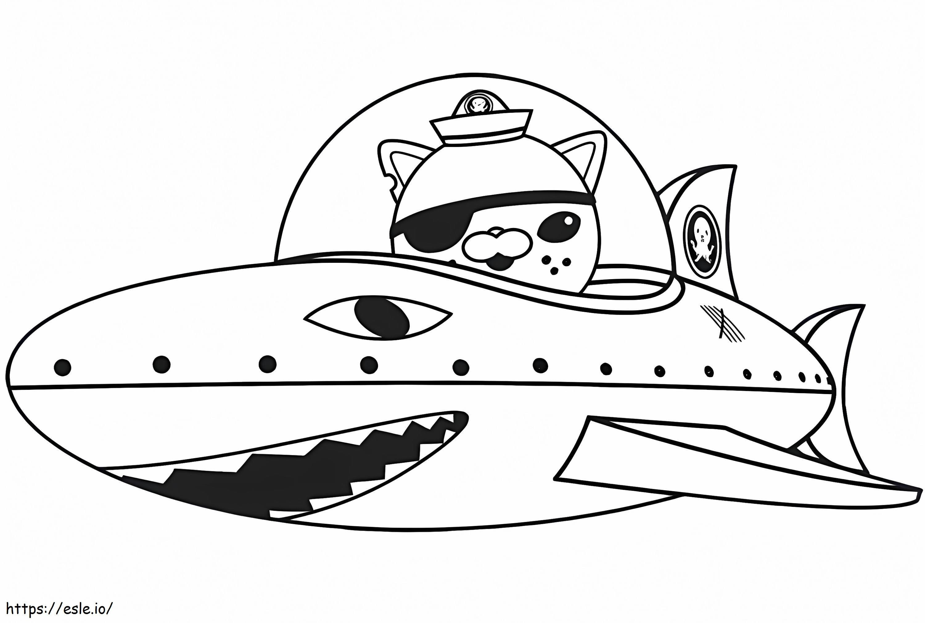 Coloriage Kwazii dans un bateau à requins à imprimer dessin