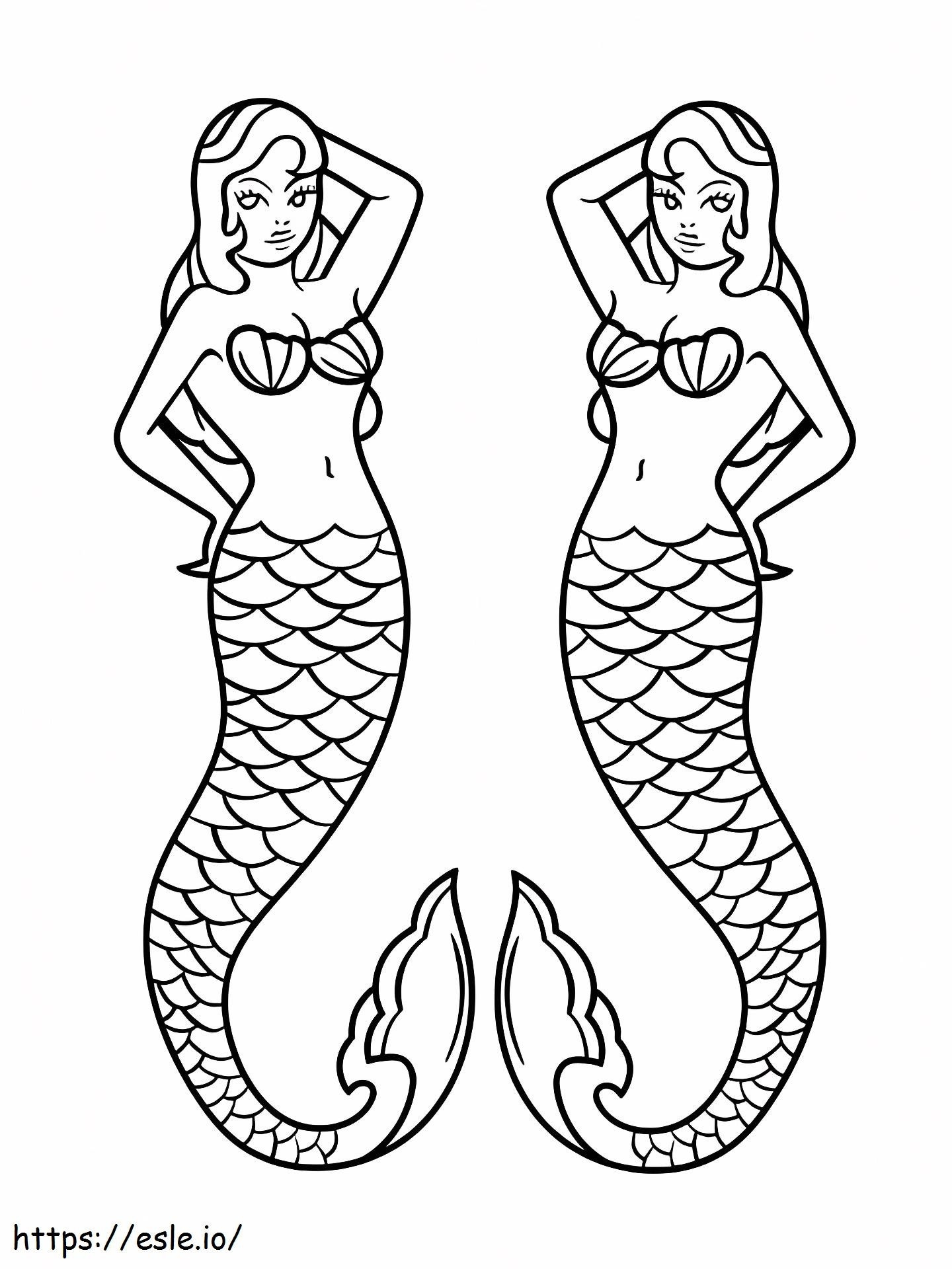 Two Mermaids coloring page