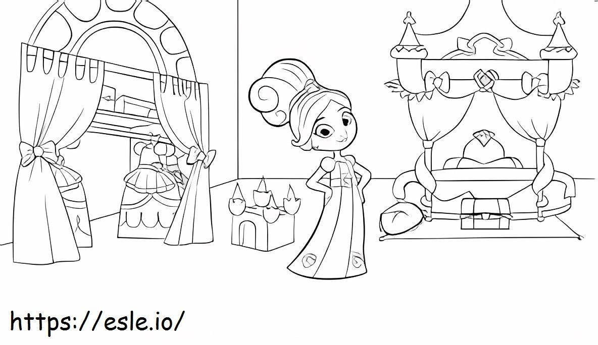 Coloriage Nella la princesse chevalier dans la chambre à imprimer dessin