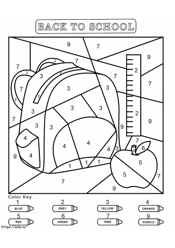 Back To School For Kindergarten Color By Number coloring page