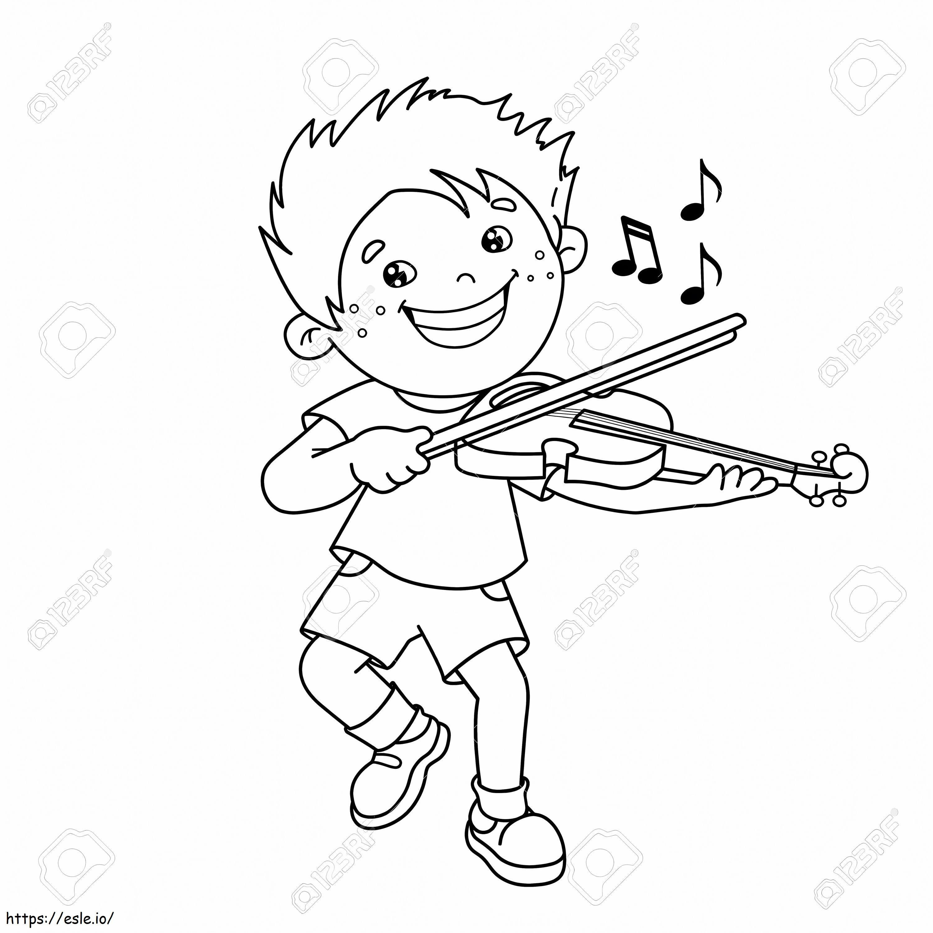 Coloriage 1543026113 75069501 contour d'un garçon de dessin animé jouant du violon sur des instruments de musique livre de coloriage pour à imprimer dessin