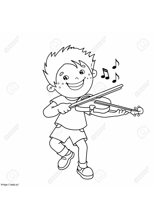 1543026113 75069501 Profilo del ragazzo cartone animato che suona il violino con strumenti musicali Libro da colorare per da colorare