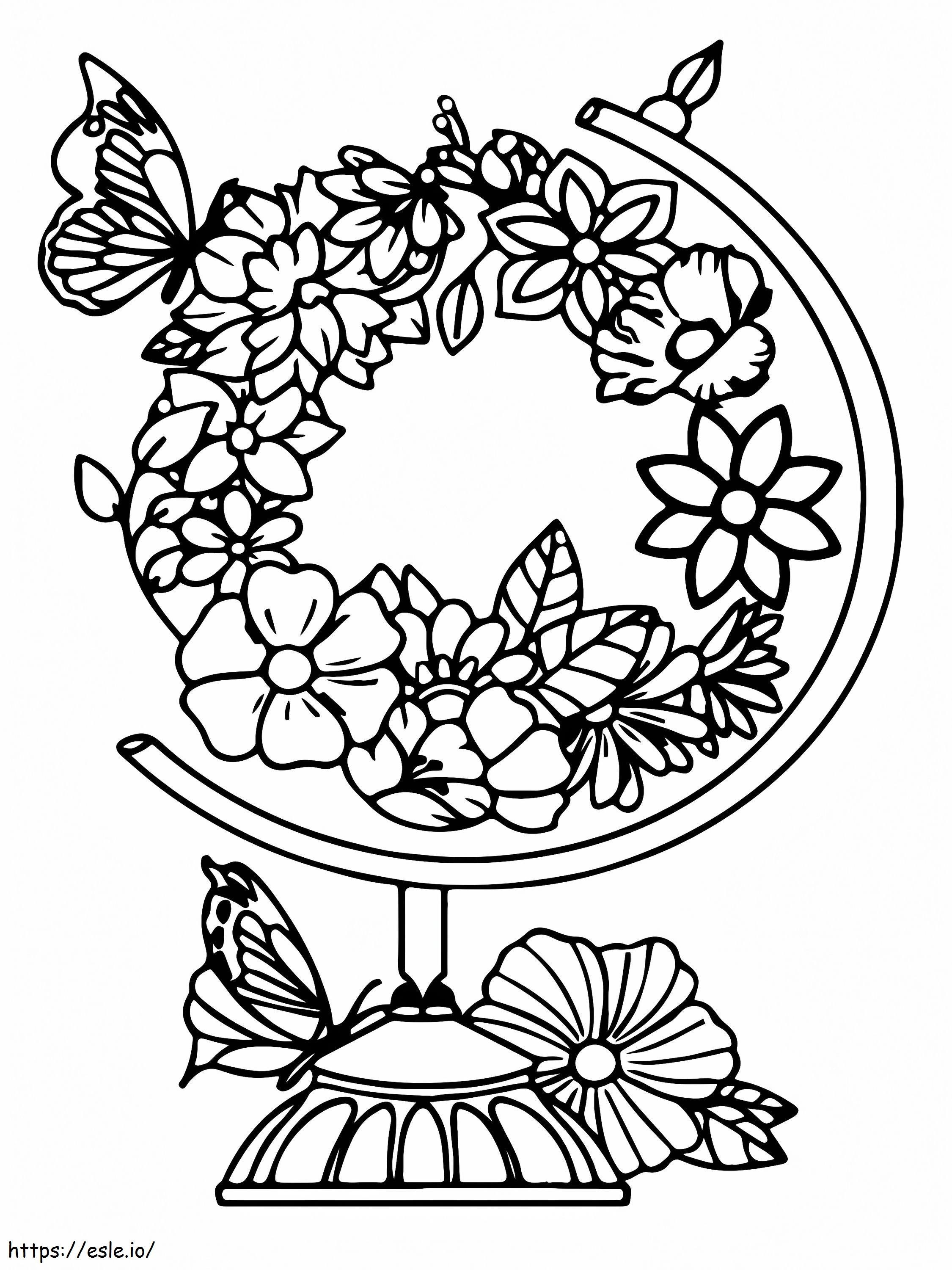 Gorgeous Easter Wreath With Flowers coloring page