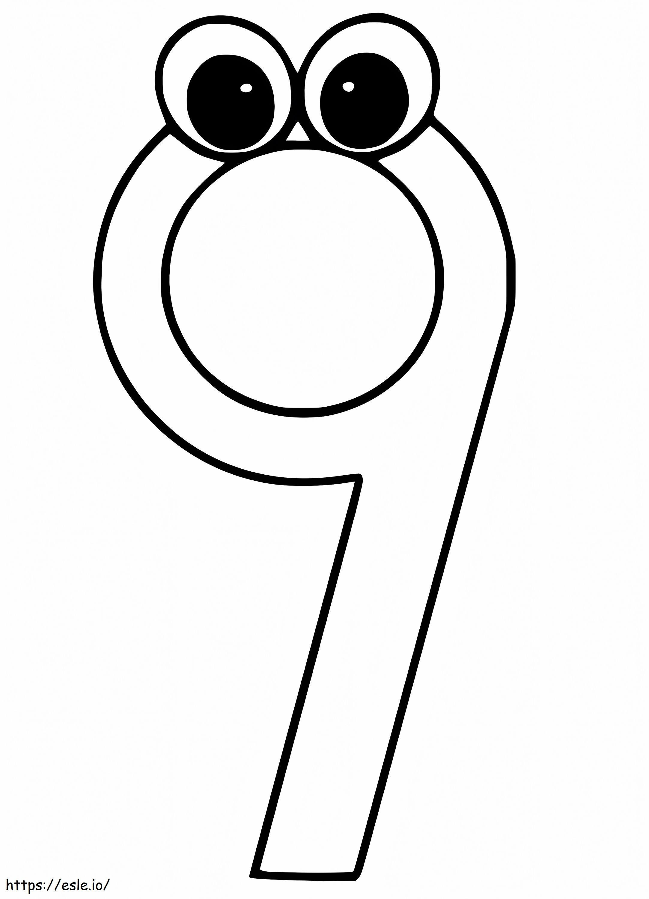 Number 9 With Eyes coloring page