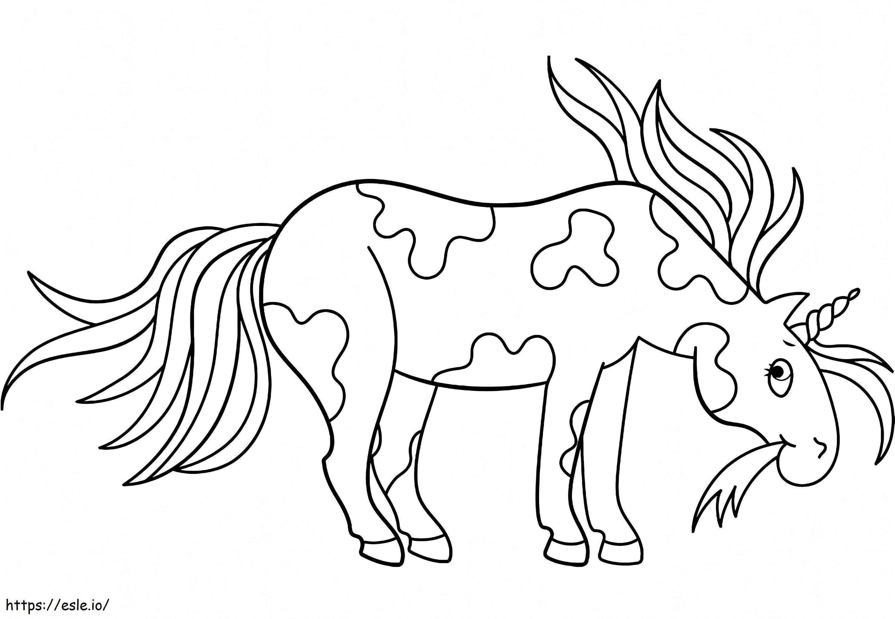 Unicornio comiendo hierba para colorear