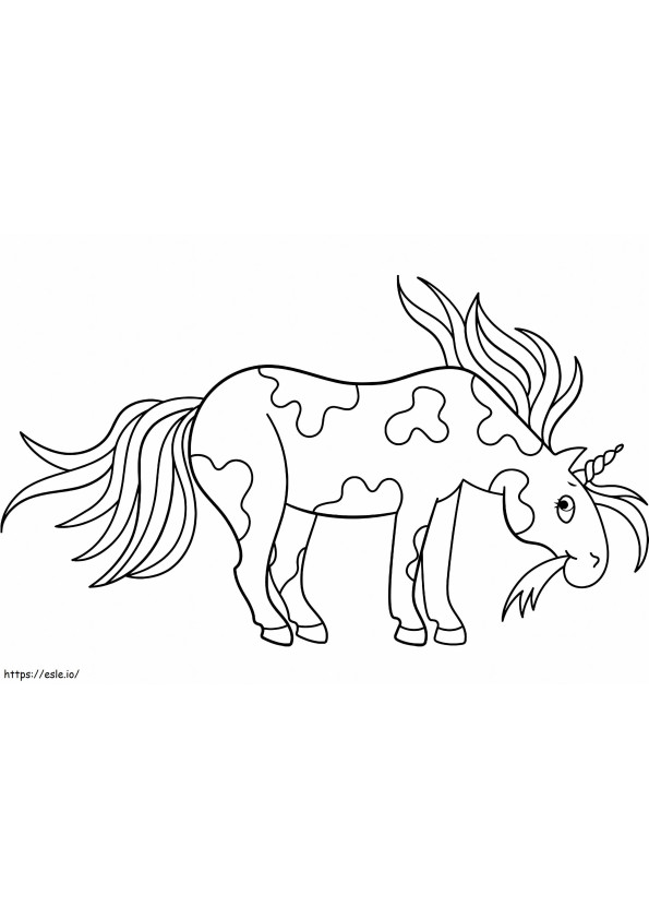 Unicornio comiendo hierba para colorear