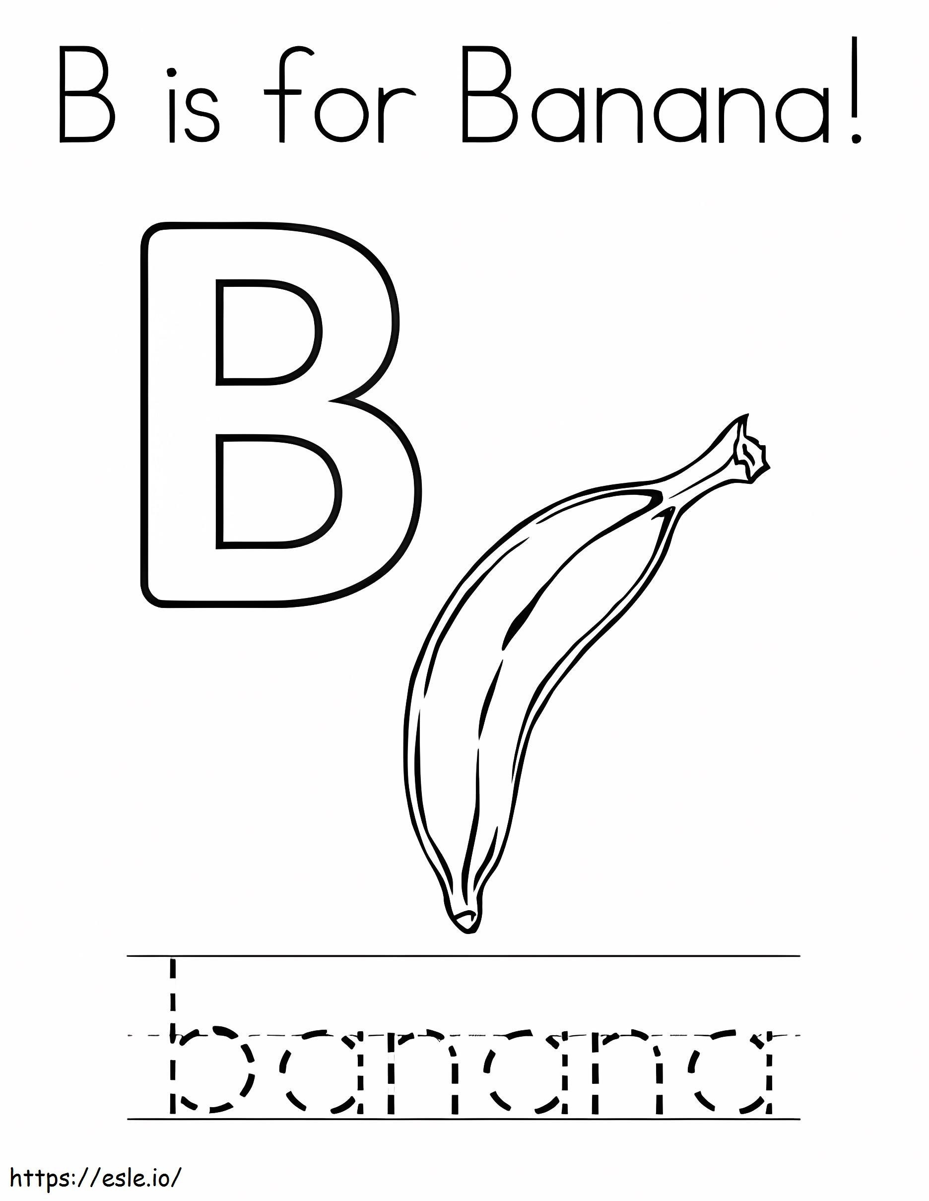 Coloriage La lettre B est pour la banane à imprimer dessin