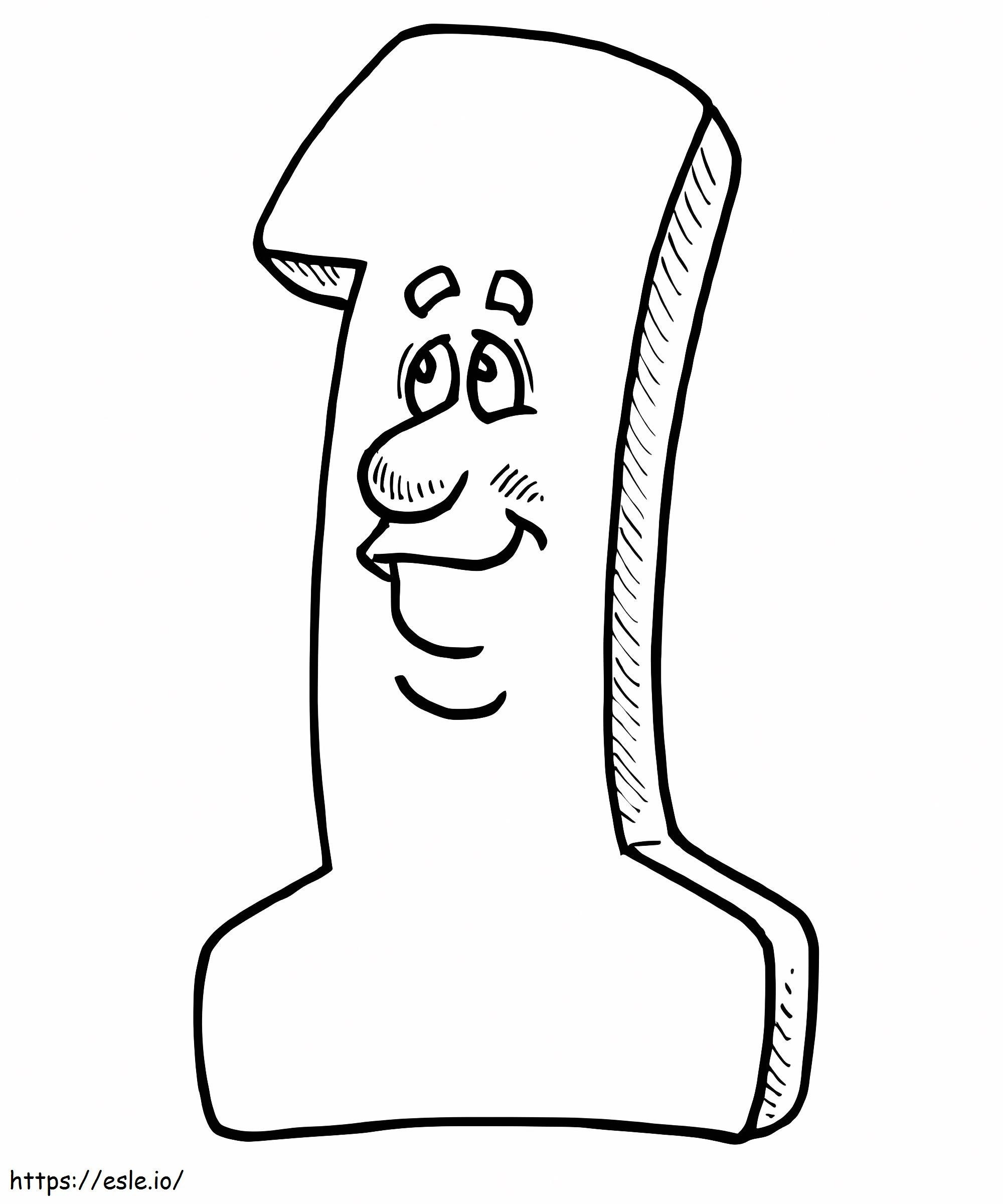 Cartoon Number 1 coloring page