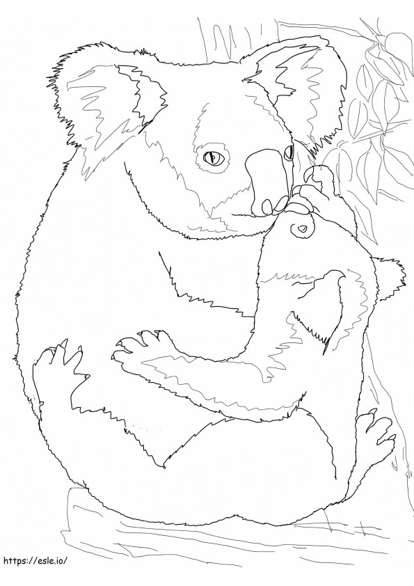 1594428939 Madre Koala Abrazando A Su Bebé para colorear