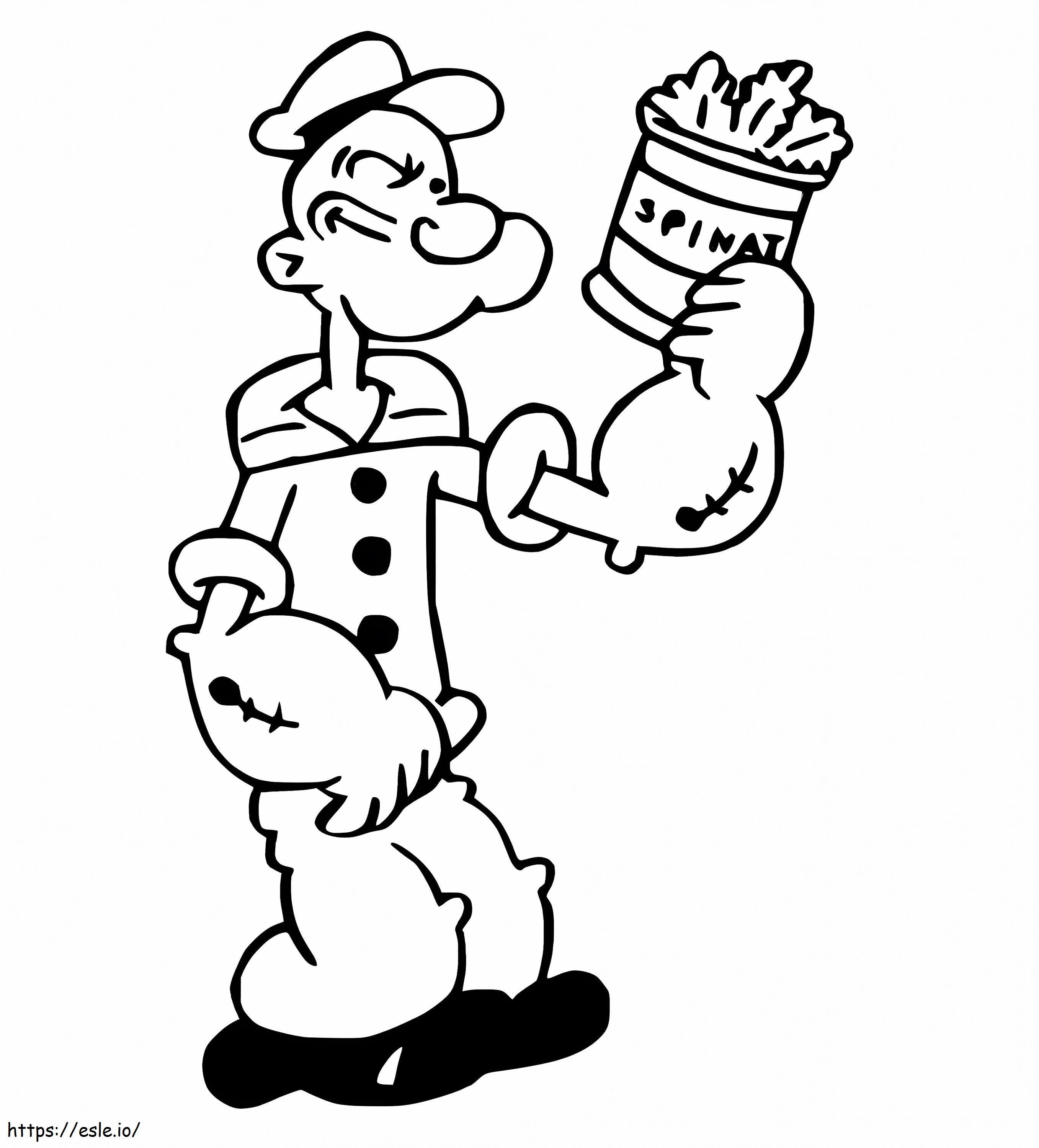 Coloriage Popeye et les épinards à imprimer dessin