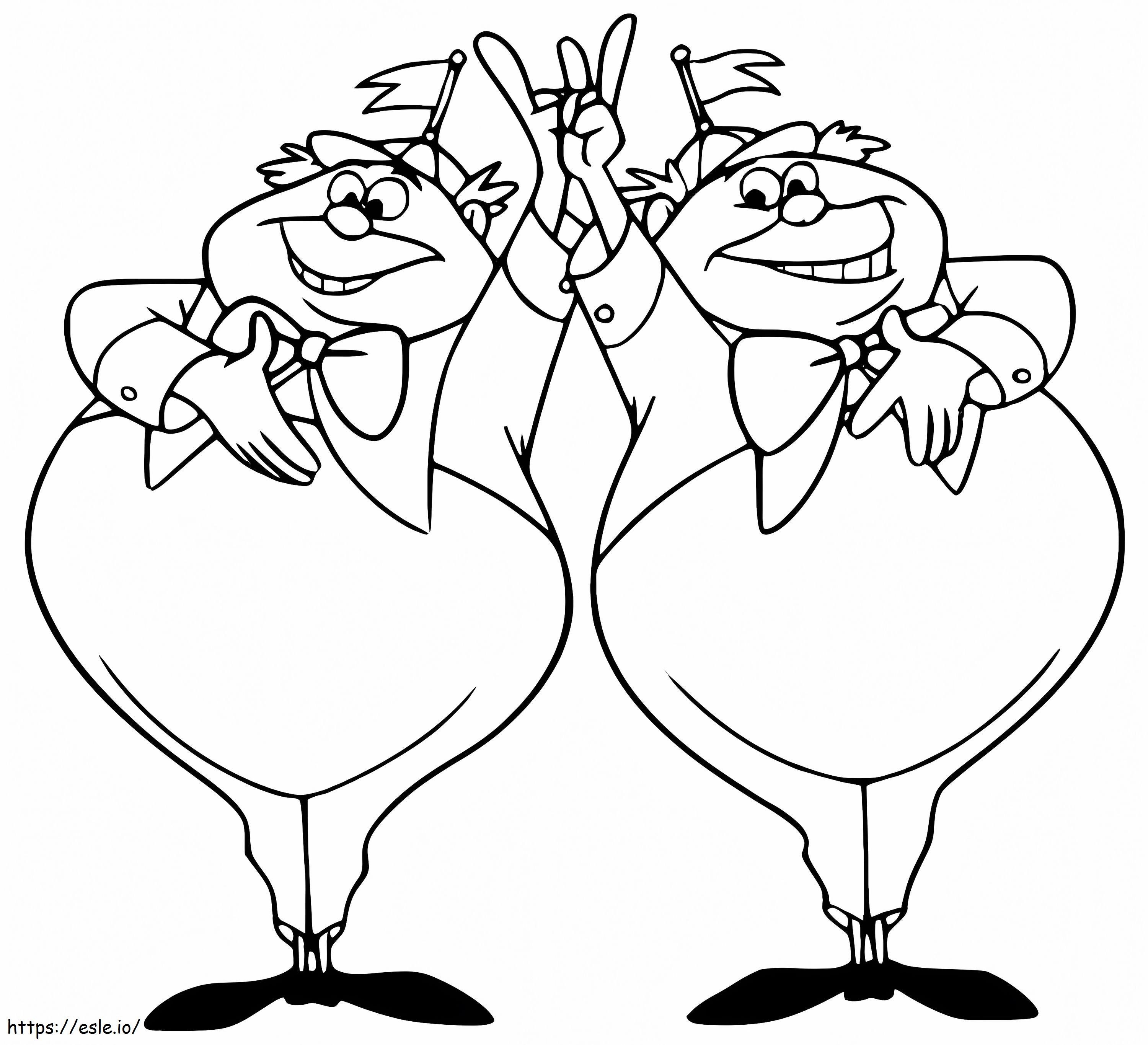 Tweedledee y Tweedledum para colorear