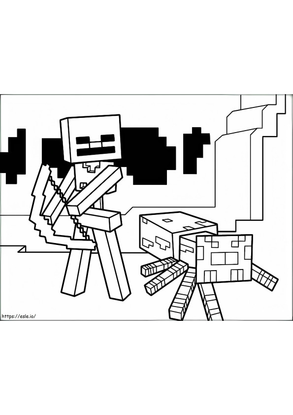 Minecraft のぬりえウィザー スケルトンとクモ A ぬりえシート Minecraft のクリーパーの顔を着色 ぬりえ - 塗り絵