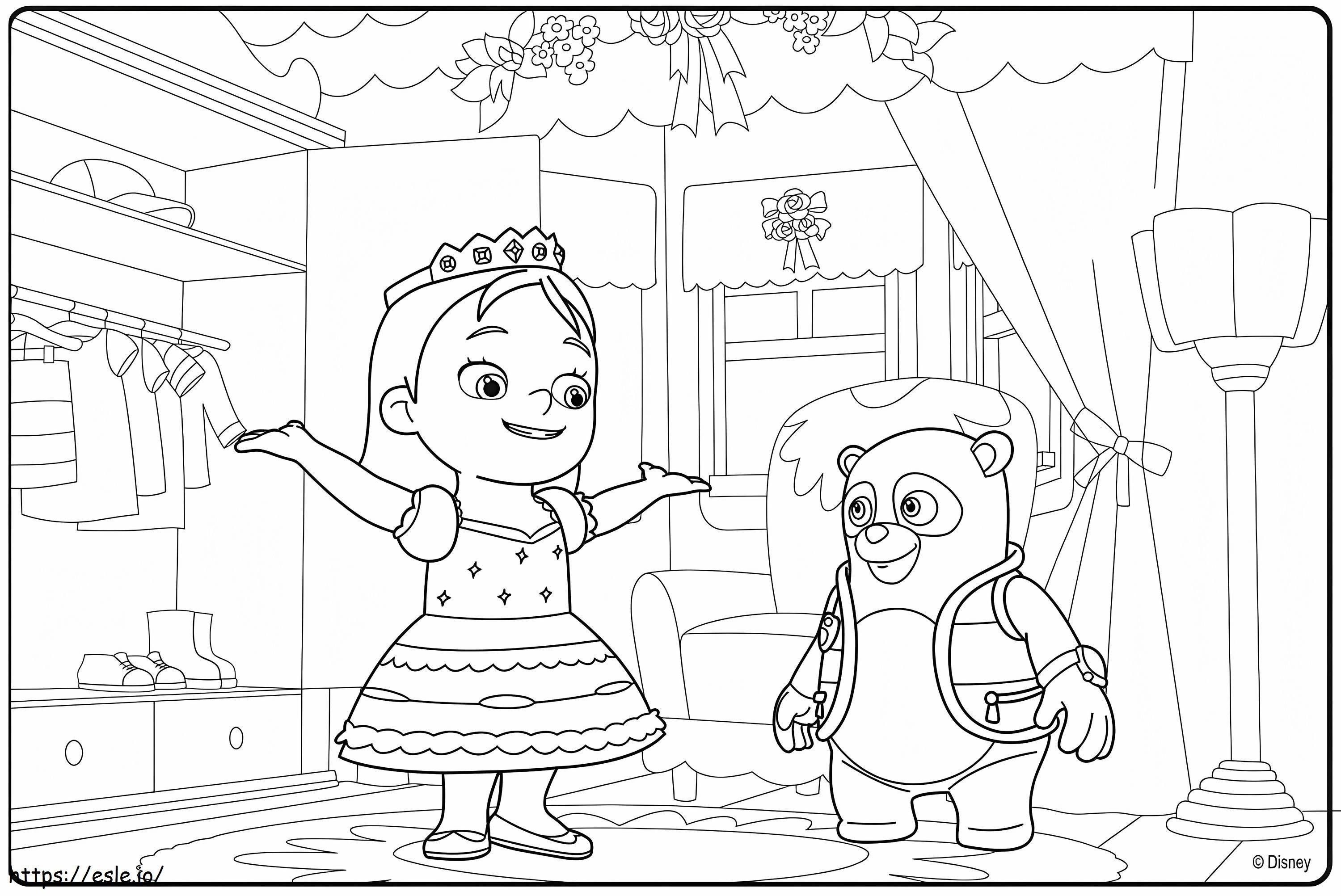 Coloriage Petite princesse et agent Oso à imprimer dessin