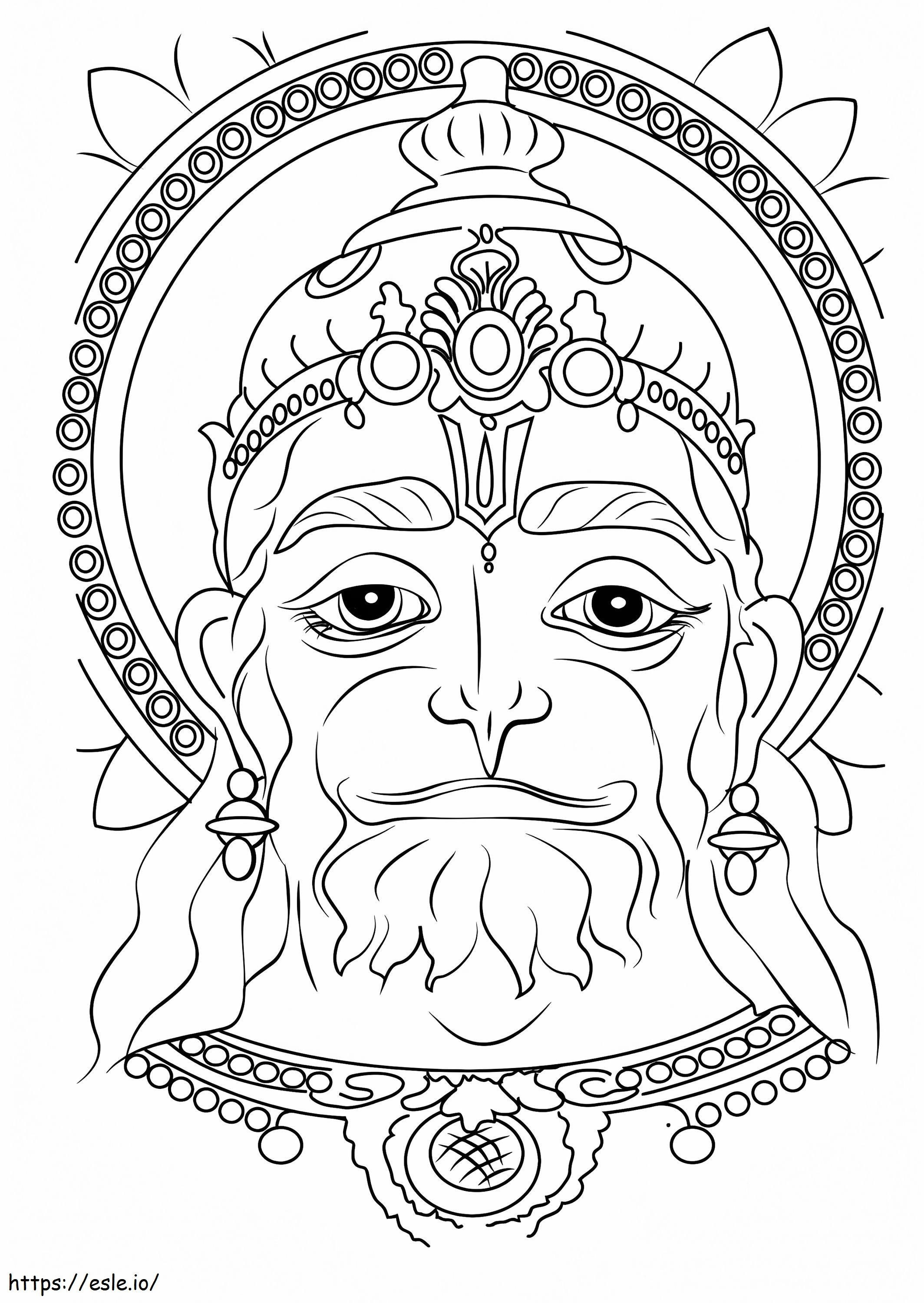 Fața Hanuman de colorat