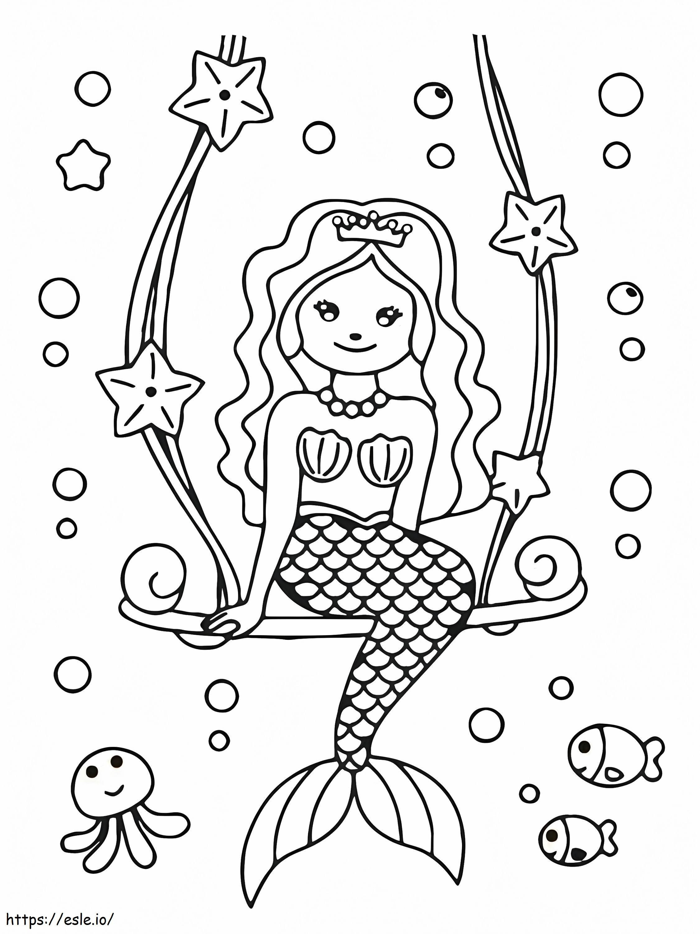 Mermaid Swinging coloring page