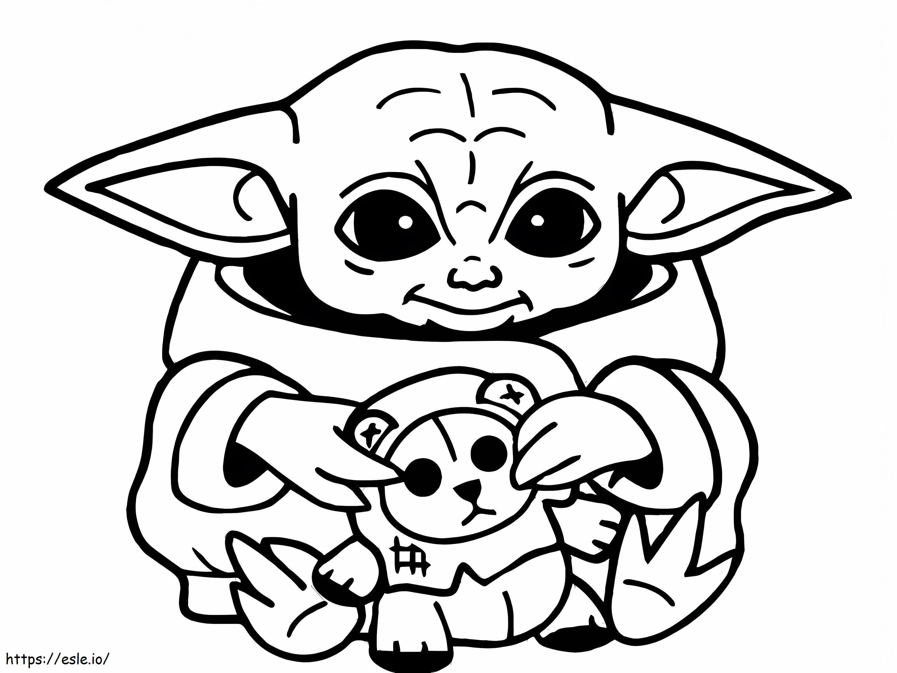 Baby Yoda And Toy coloring page