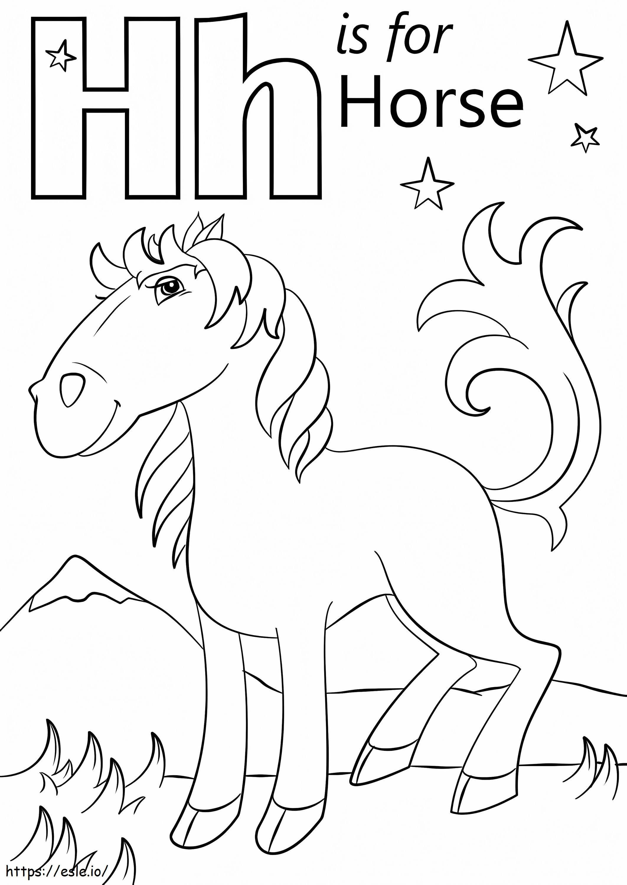 Paard Letter H kleurplaat kleurplaat