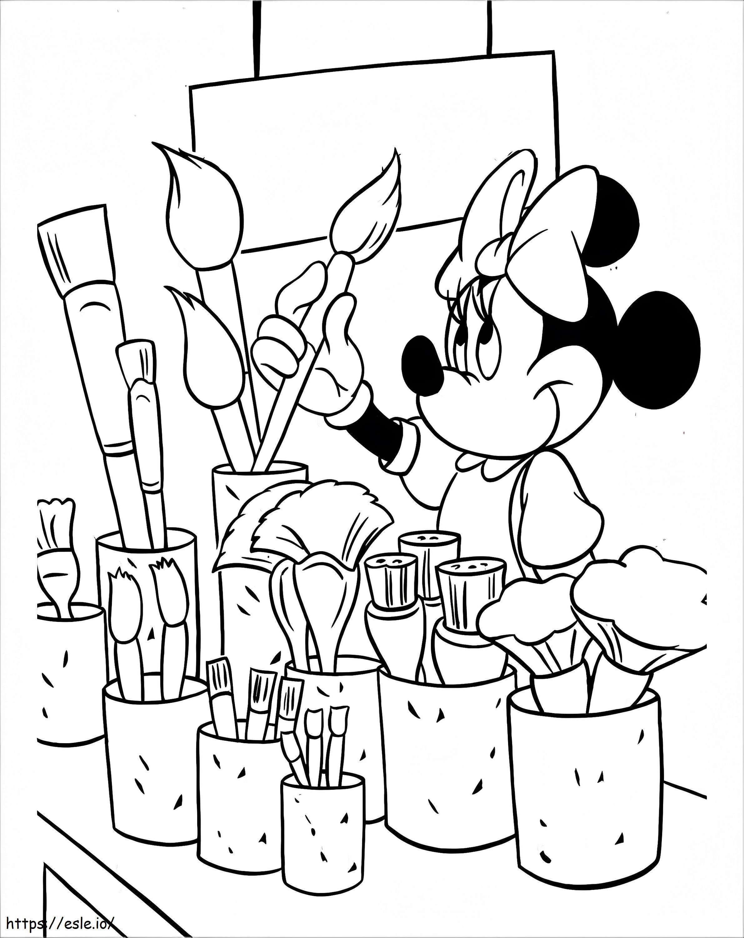 Minnie Mouse Painter coloring page