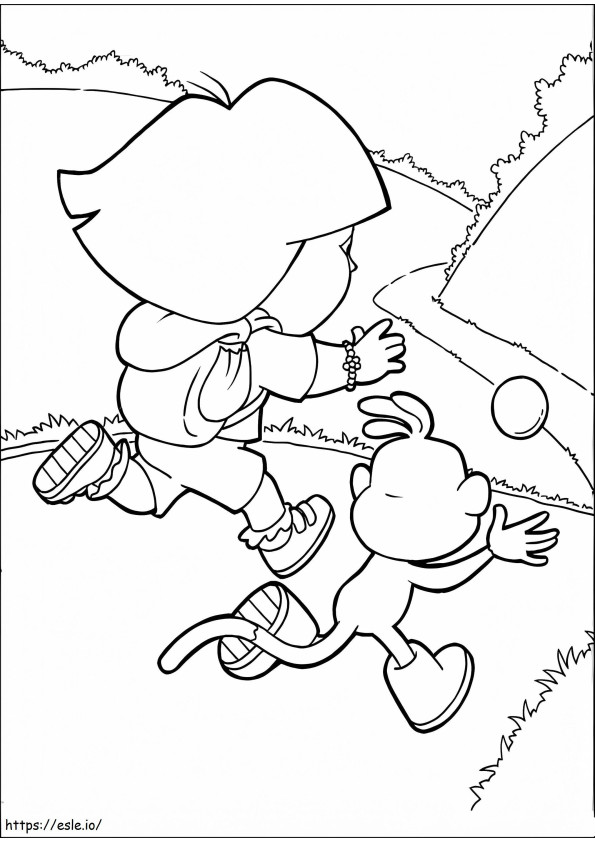 Dora Catching The Ball coloring page