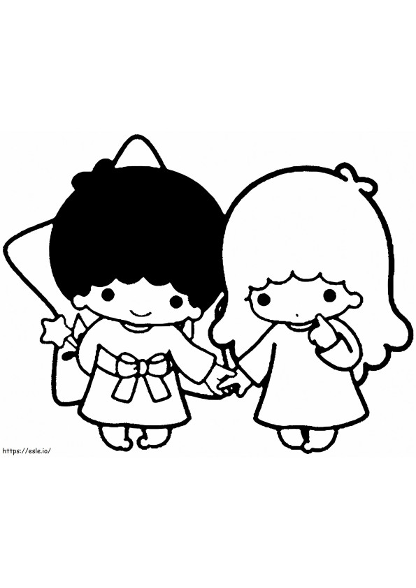 Friendly Little Twin Stars coloring page