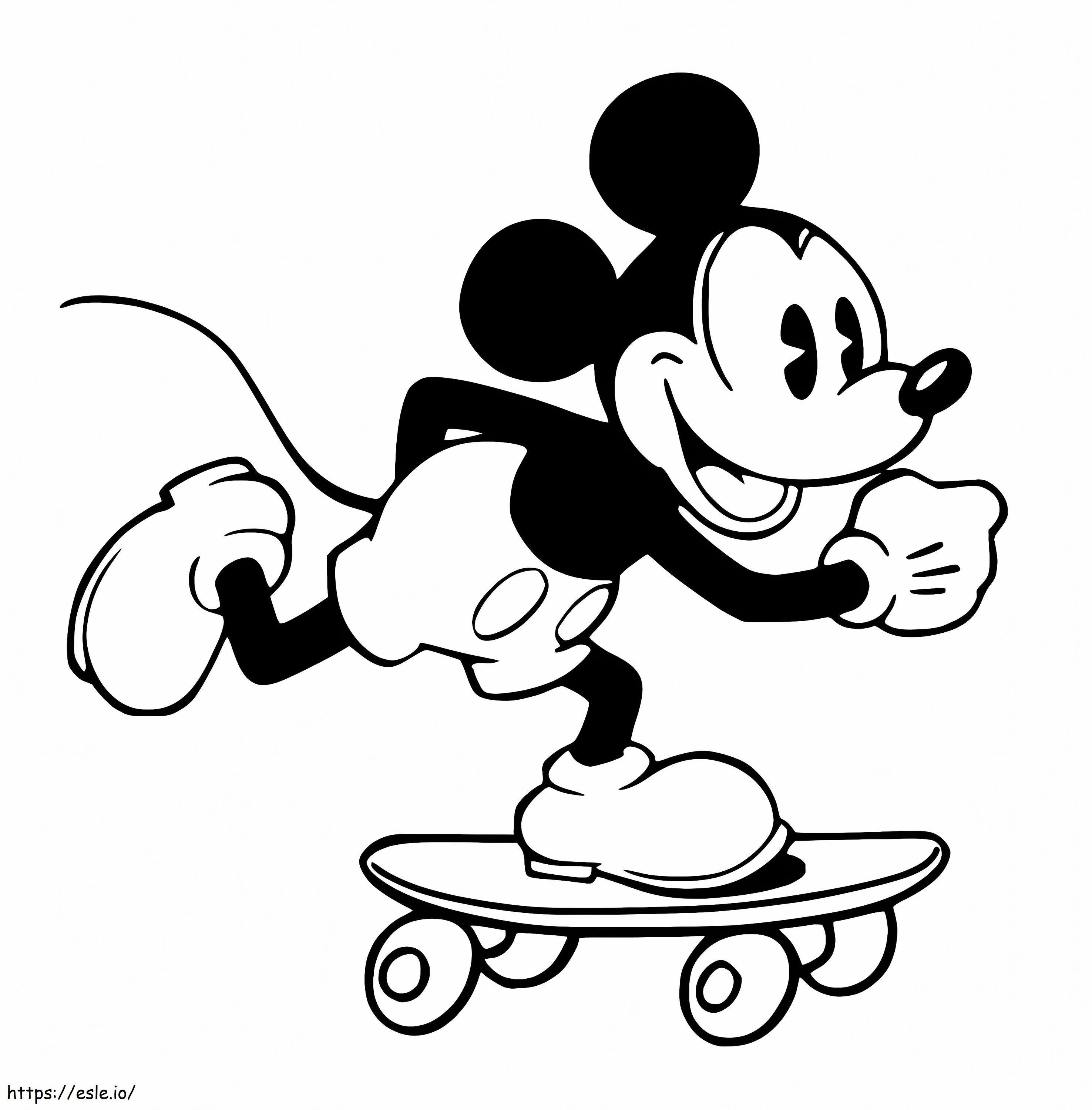 Mickey Mouse jugando al monopatín para colorear