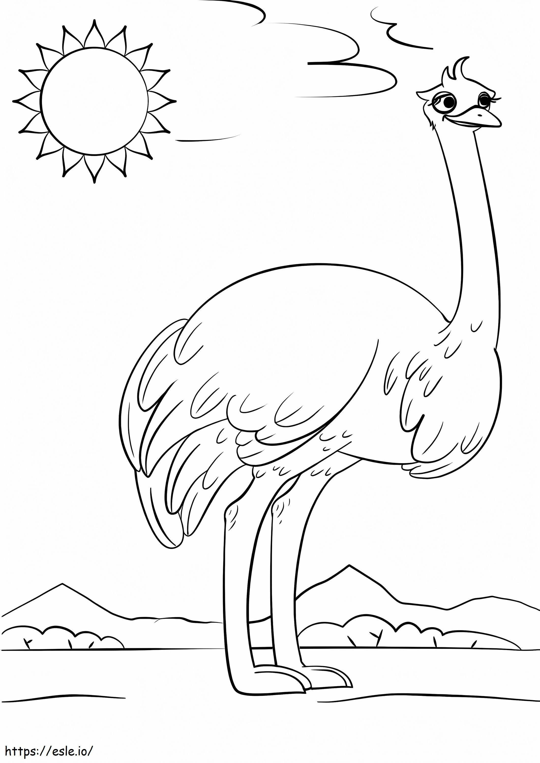 Cute Ostrich coloring page
