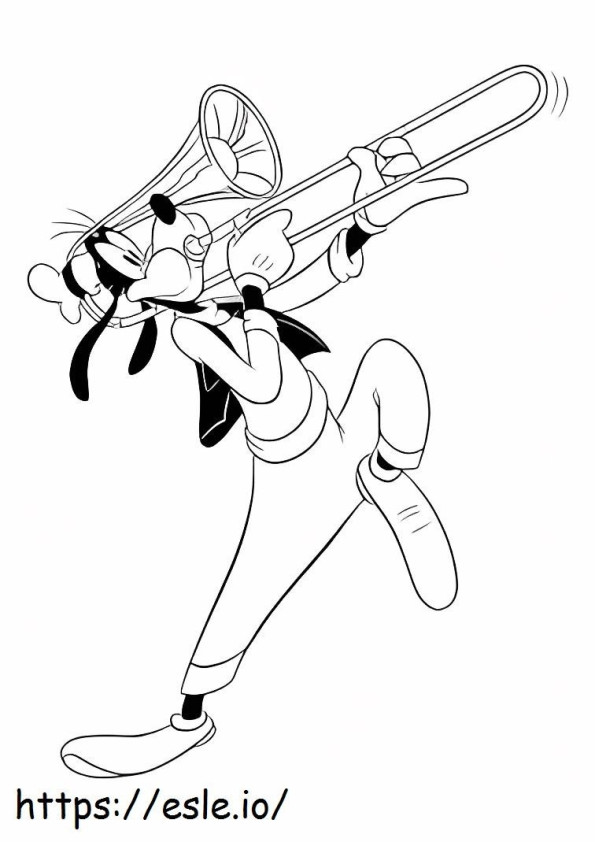 Coloriage Dingo joue de la trompette à imprimer dessin