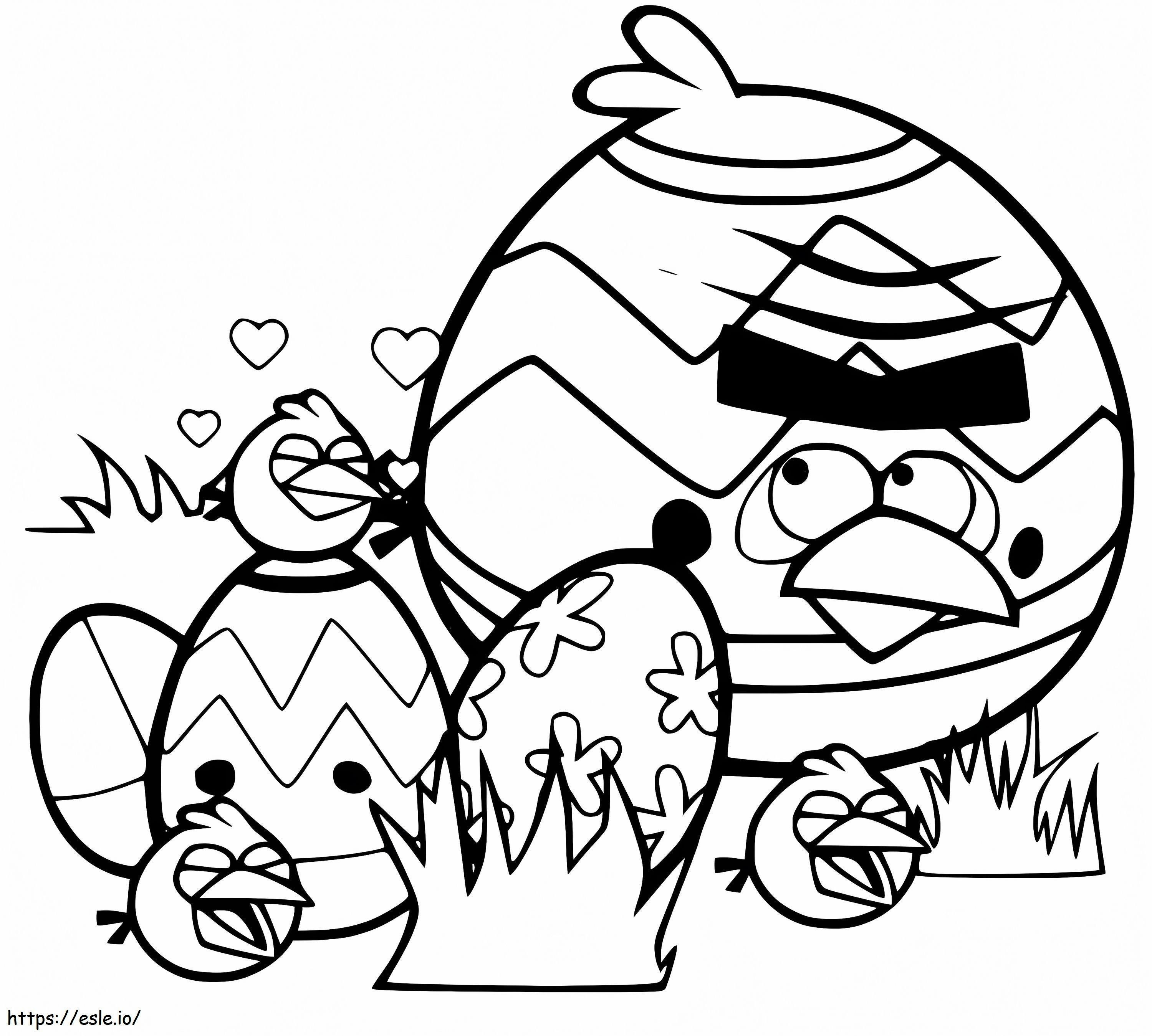 Angry Birds Pääsiäismunien kanssa värityskuva