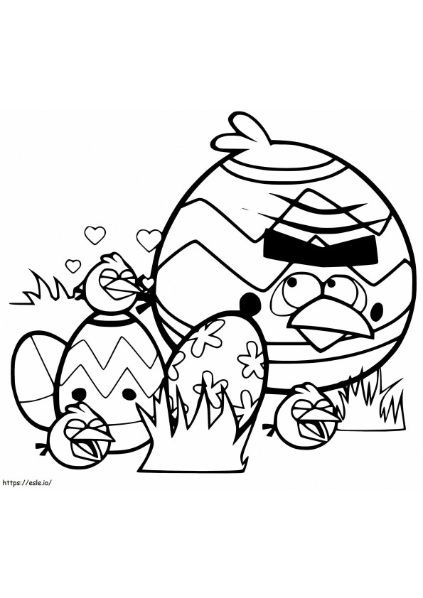 Coloriage Angry Birds avec des œufs de Pâques à imprimer dessin