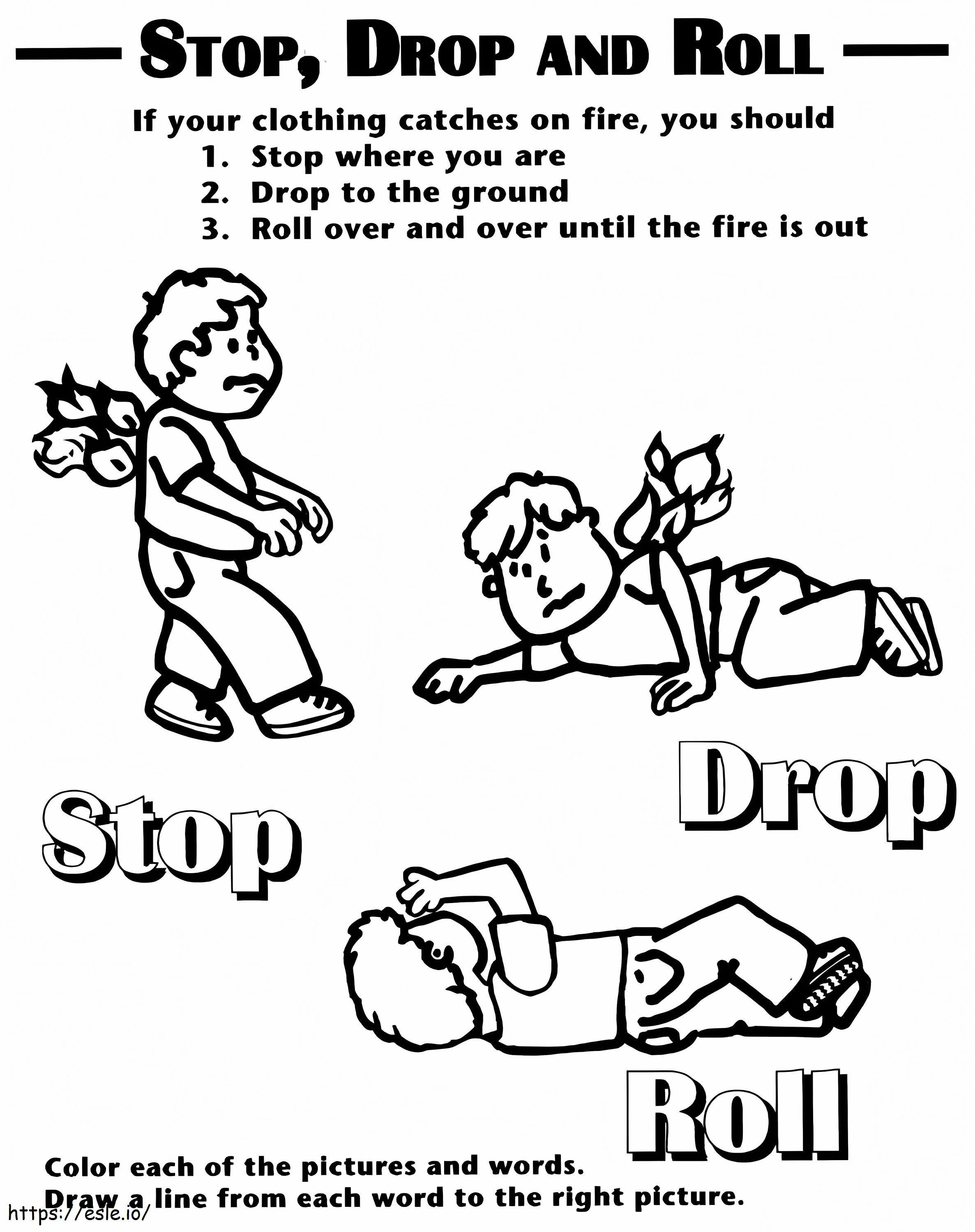 Stop Drop And Roll Fire Safety 2 coloring page