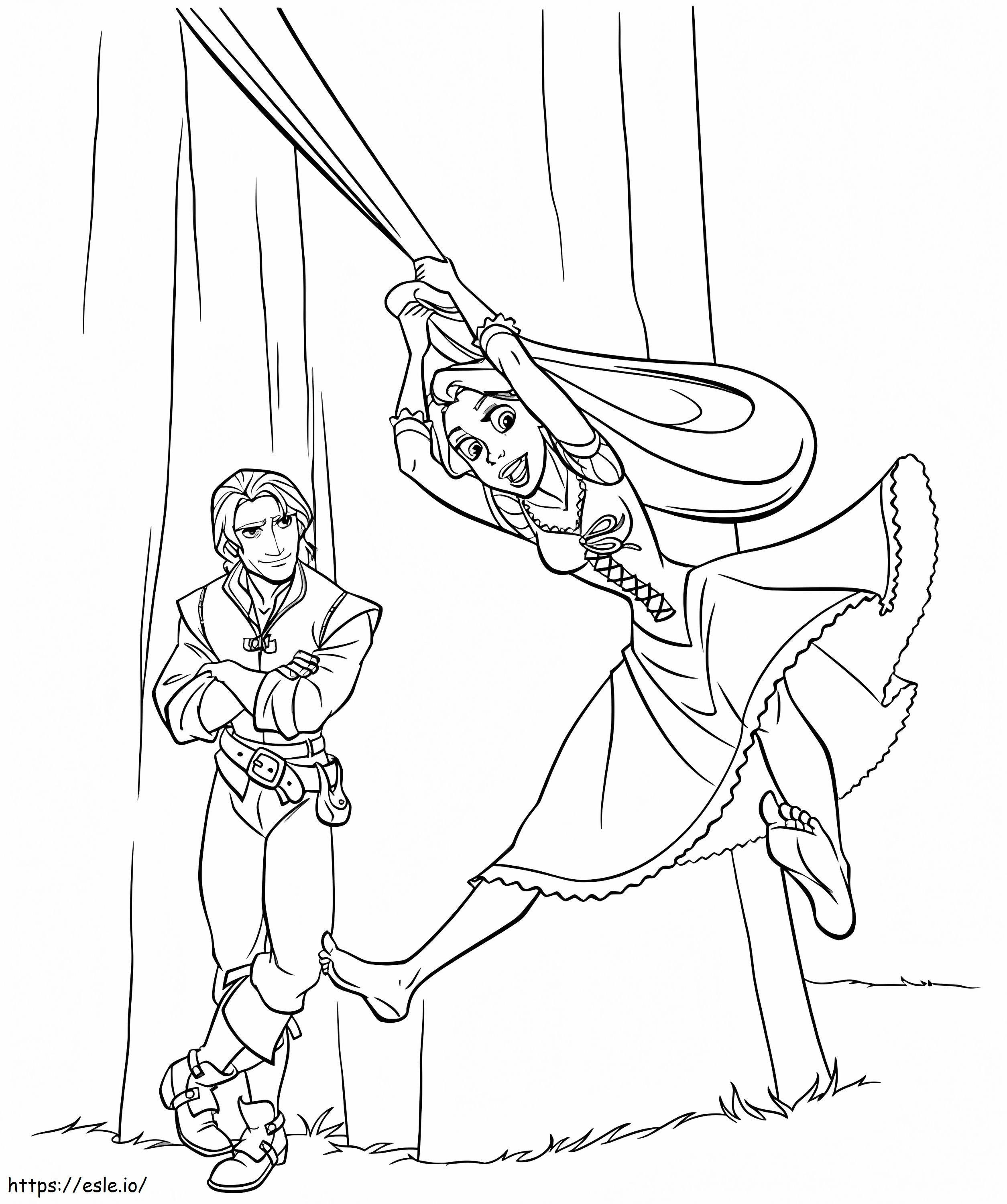 Rapunzel e Flynn di base da colorare