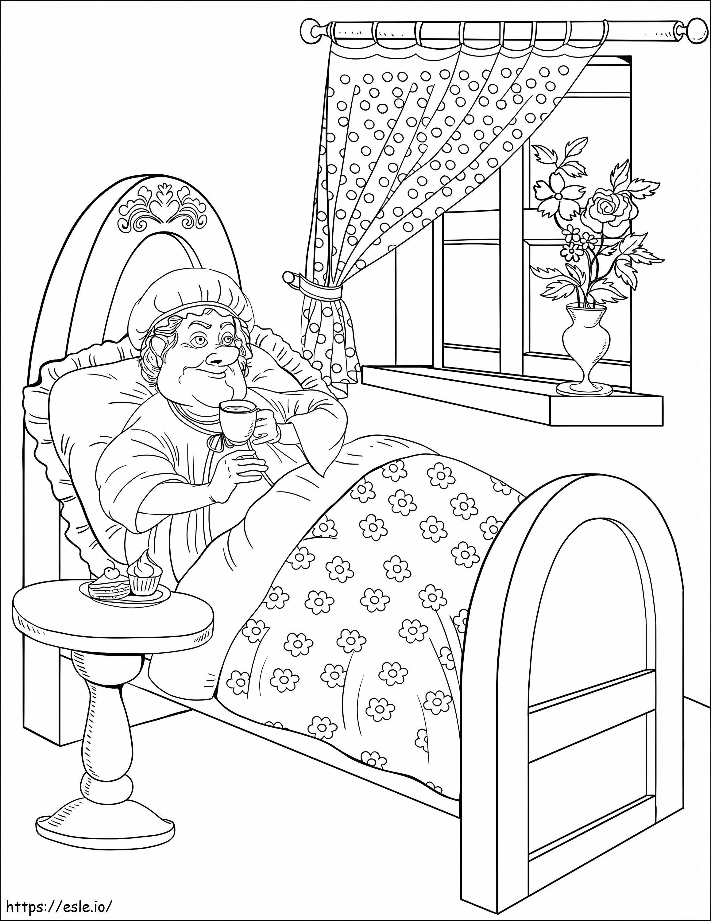 Coloriage grand-mère est dans le lit à imprimer dessin