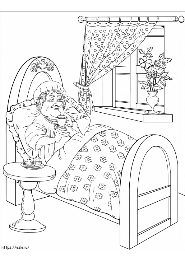 Coloriage grand-mère est dans le lit à imprimer dessin