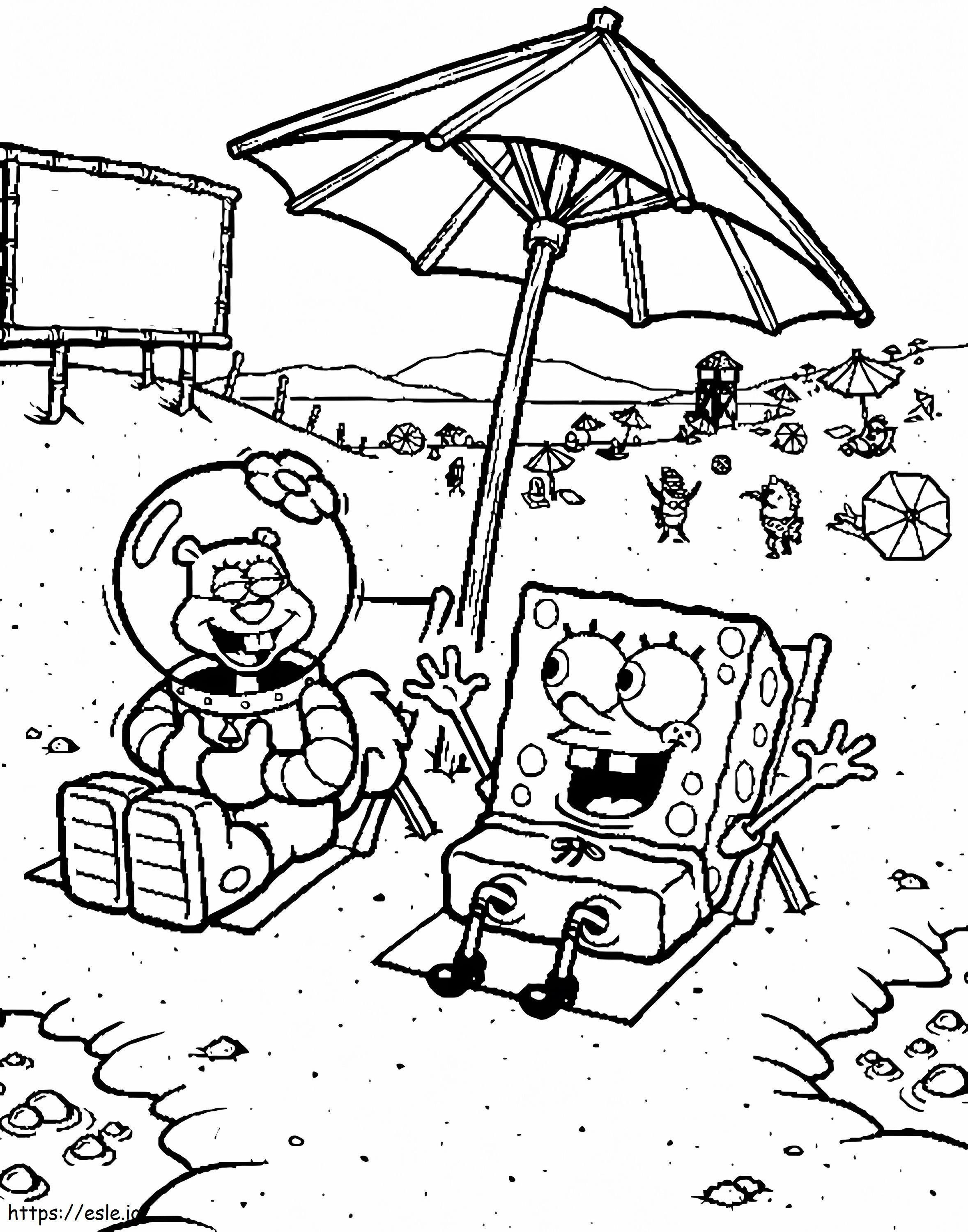 Spongebob With Sandy Cheeks coloring page