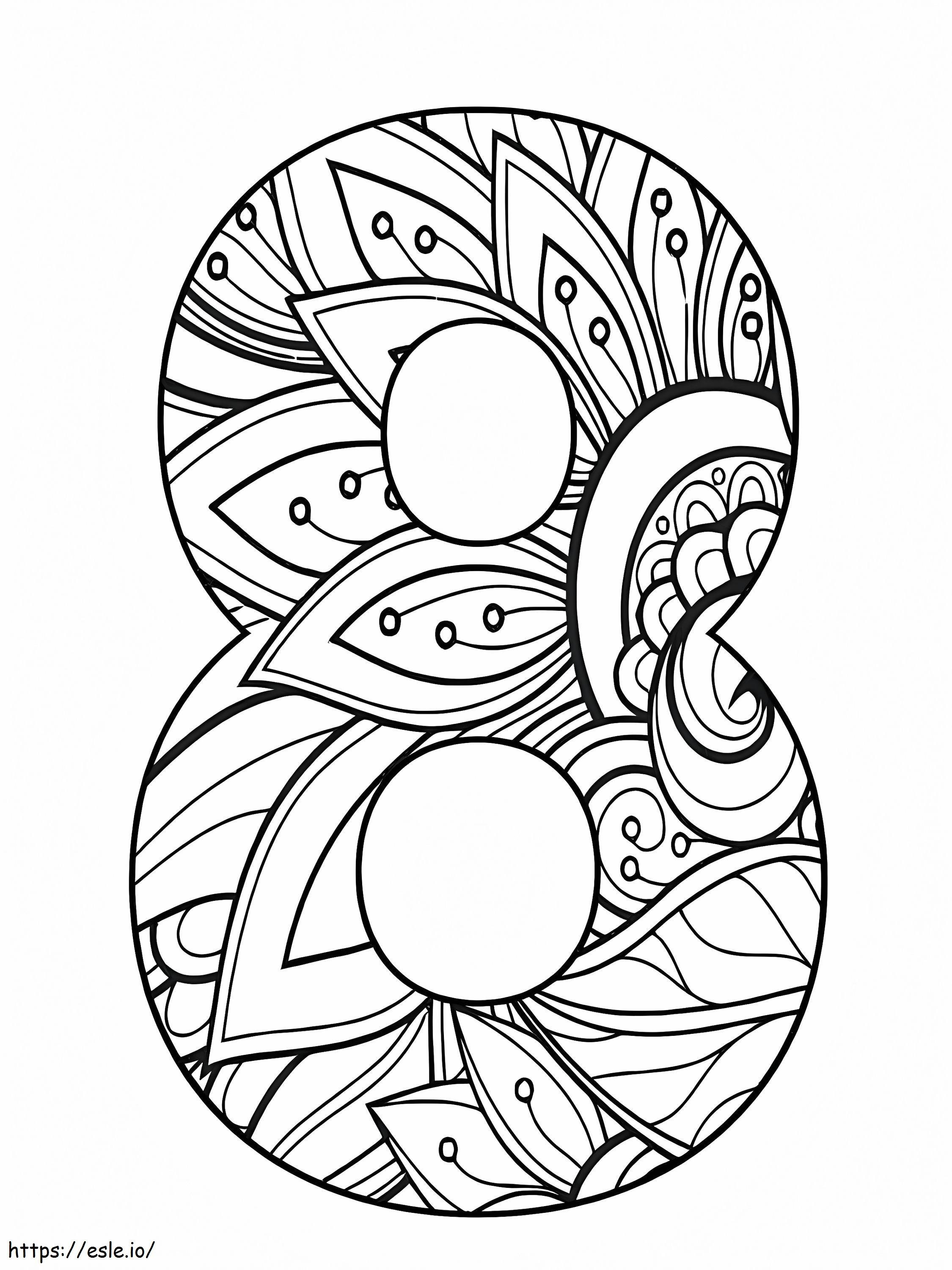 Number Eight Mandala Coloring Page