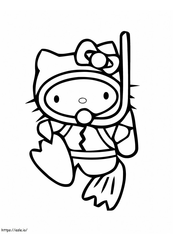 Coloriage Plongée sous-marine Hello Kitty à imprimer dessin