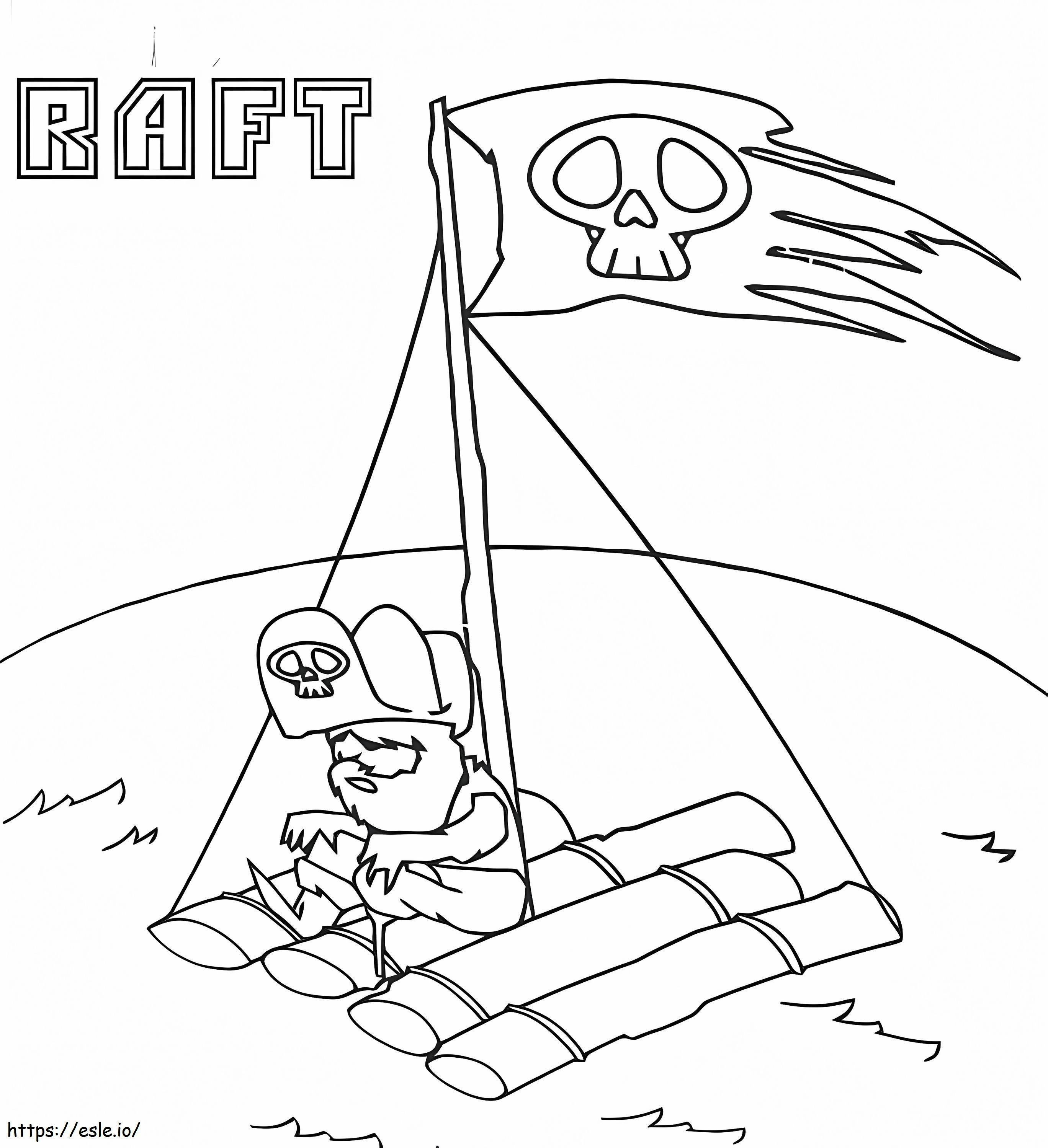Pirate On A Raft coloring page