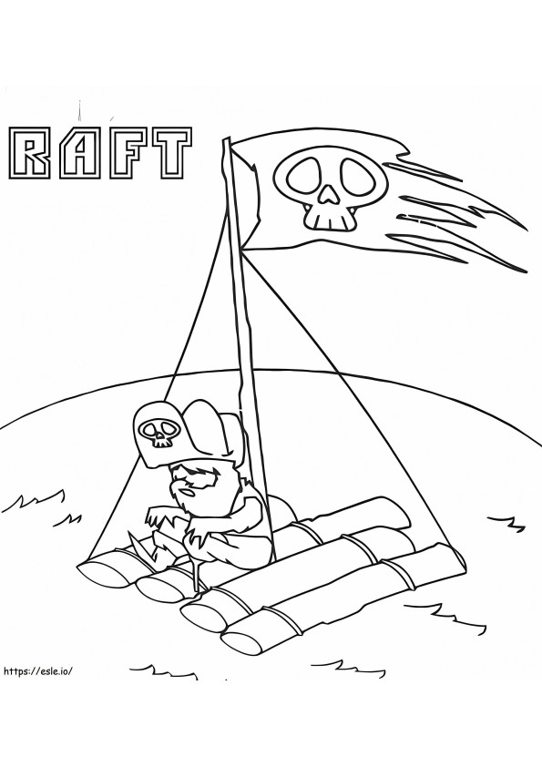 Pirate On A Raft coloring page
