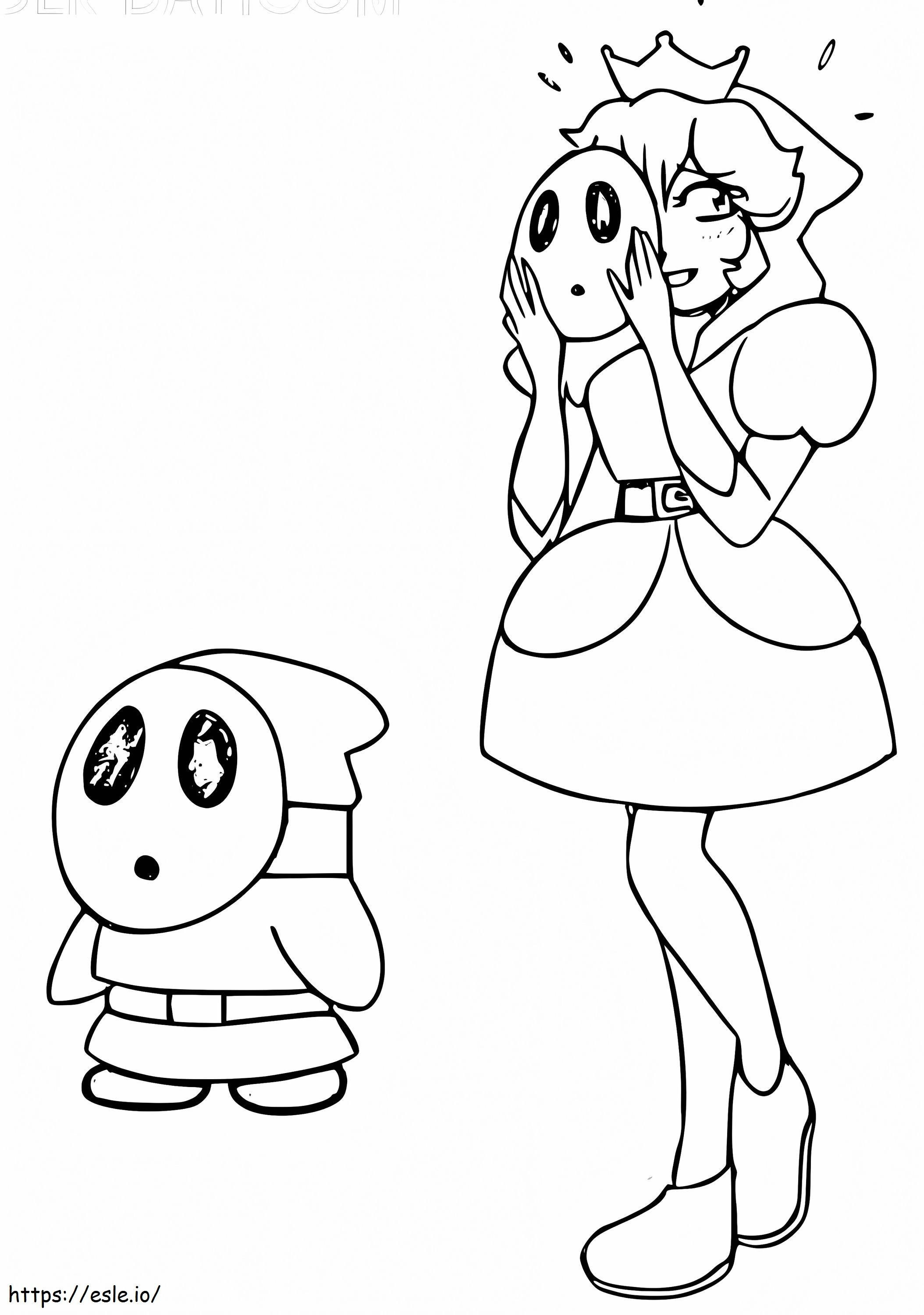 La princesa Peach y el chico tímido para colorear