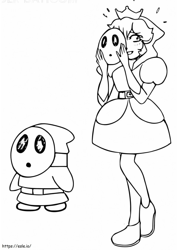 Princess Peach And Shy Guy coloring page