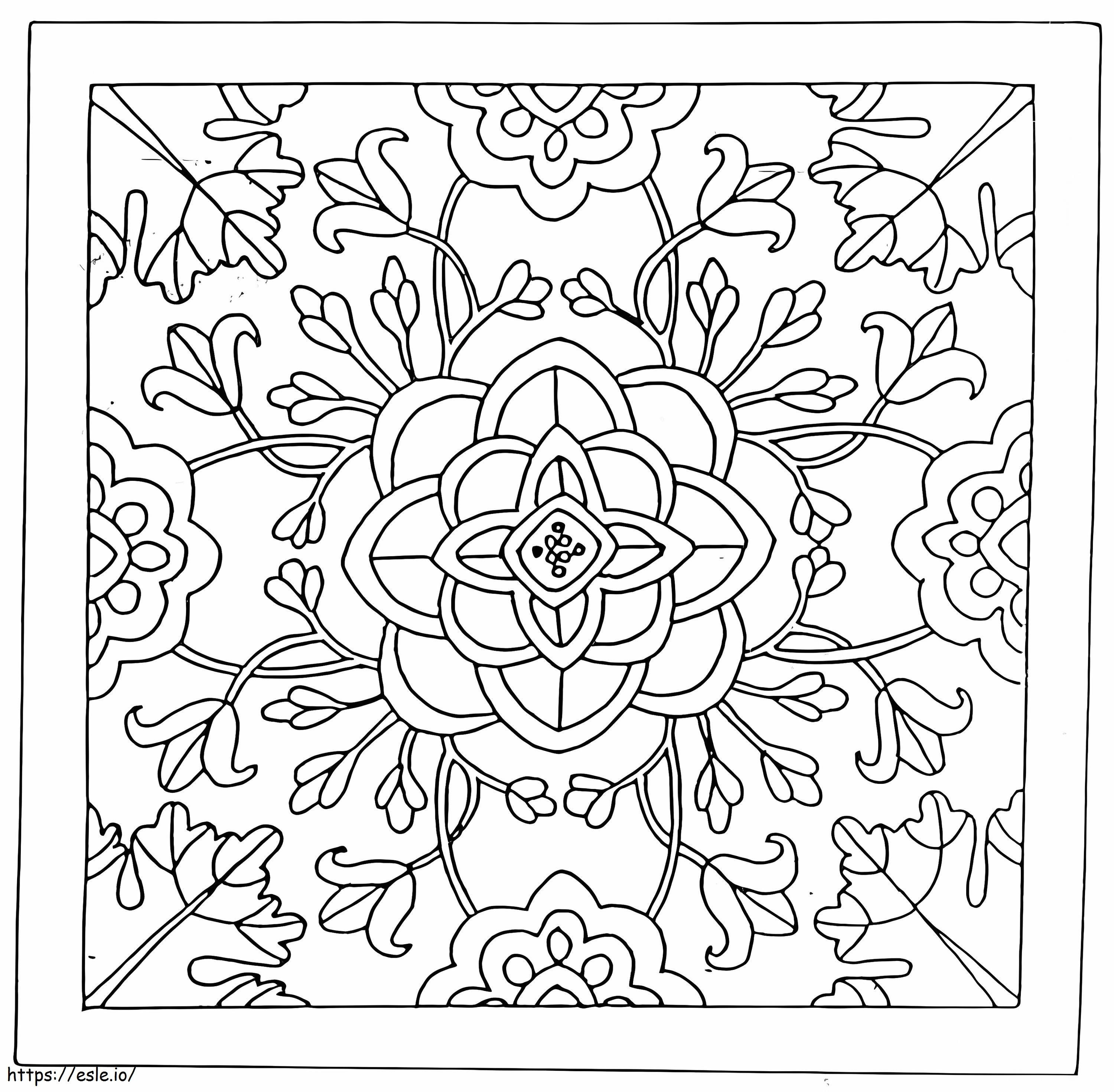 Coloriage Mandala avec des fleurs à imprimer dessin