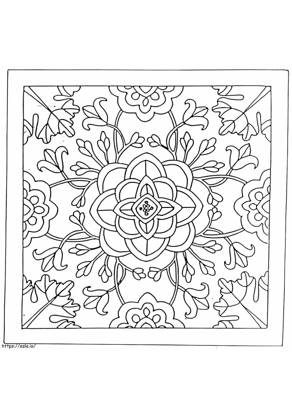 Mandala com flores para colorir