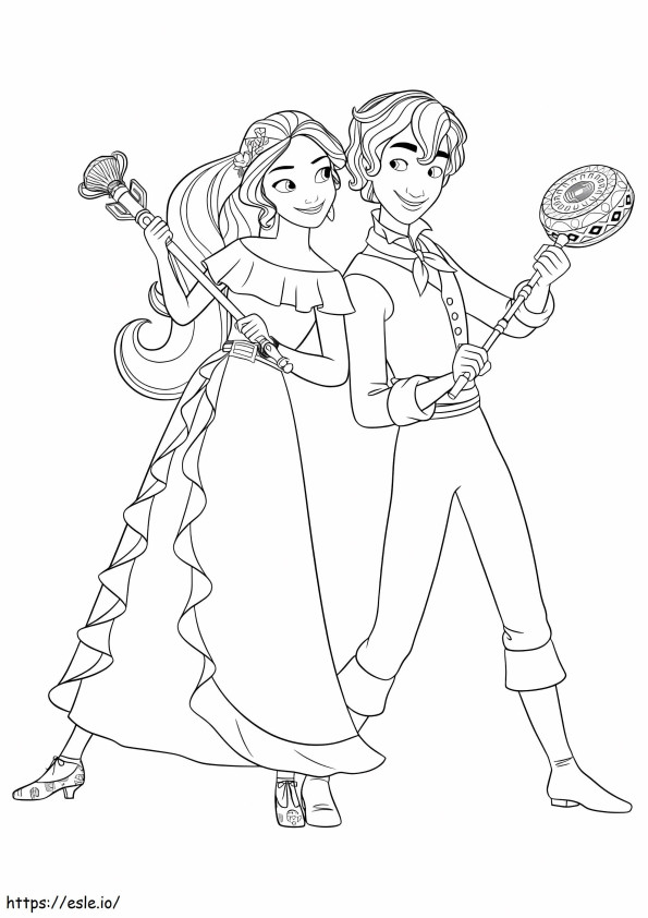 Princesa Elena e Mateo para colorir