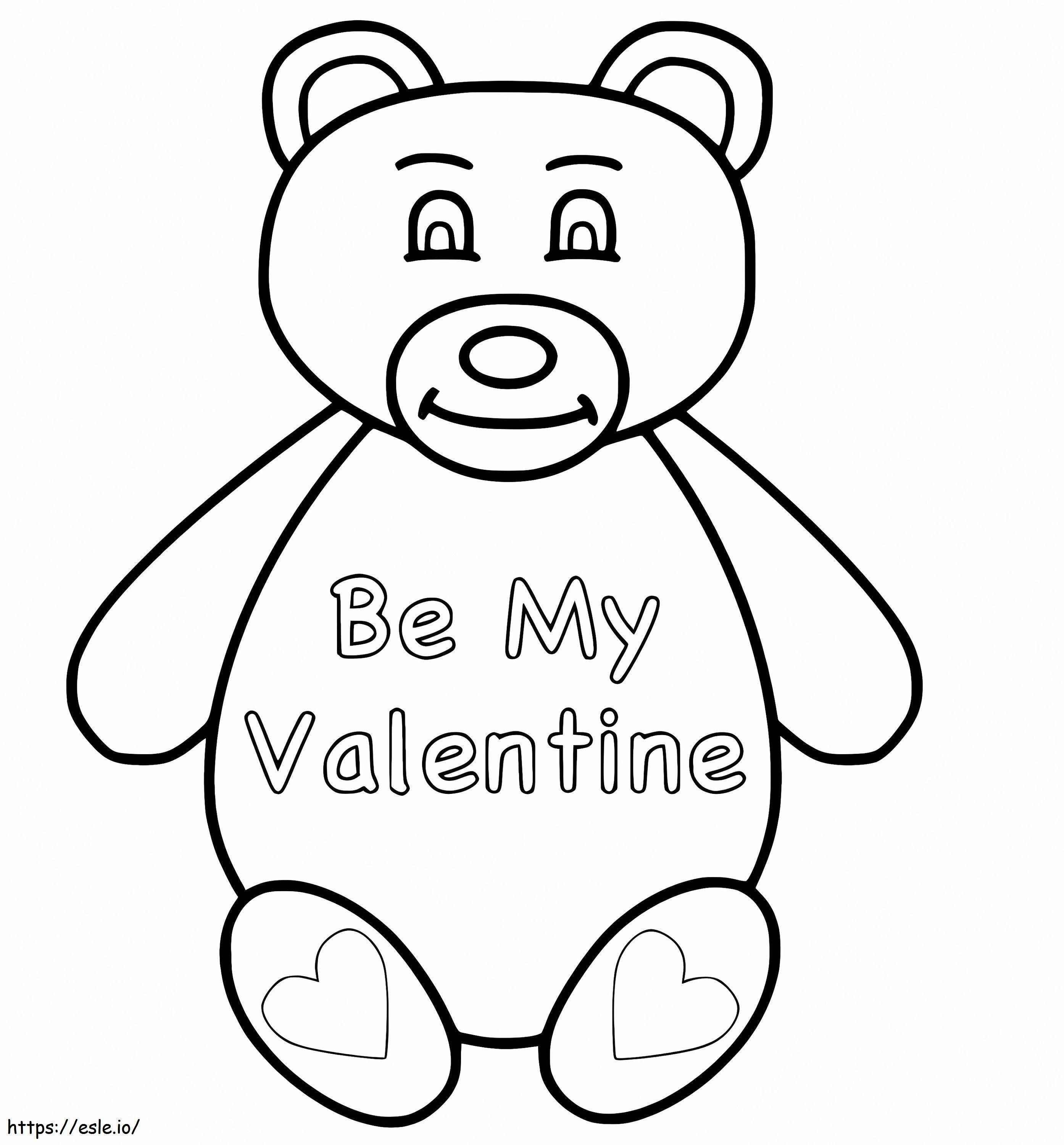 Be My Valentine Teddy Bear coloring page