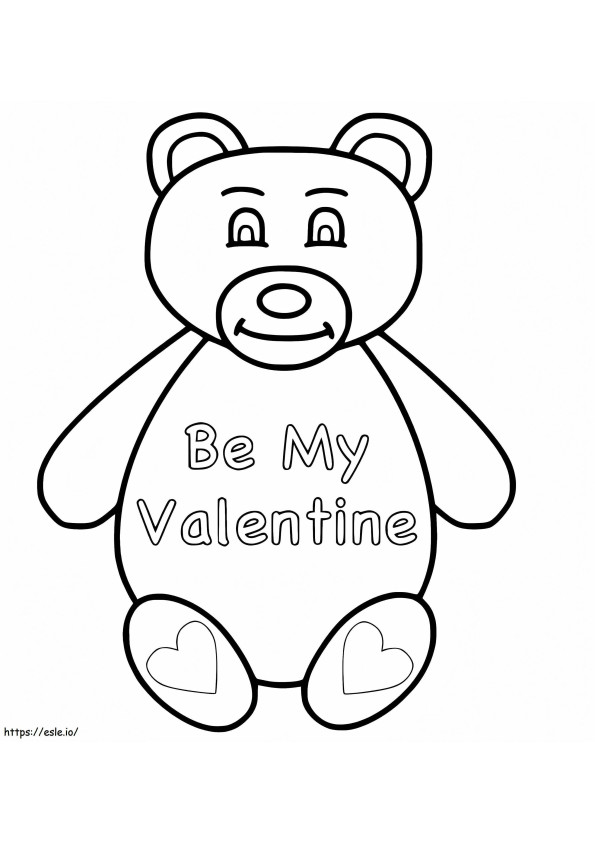 Be My Valentine Teddy Bear coloring page