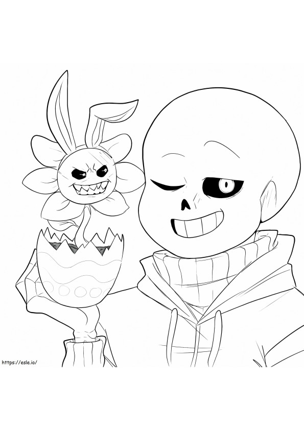 Sans And Flowey coloring page