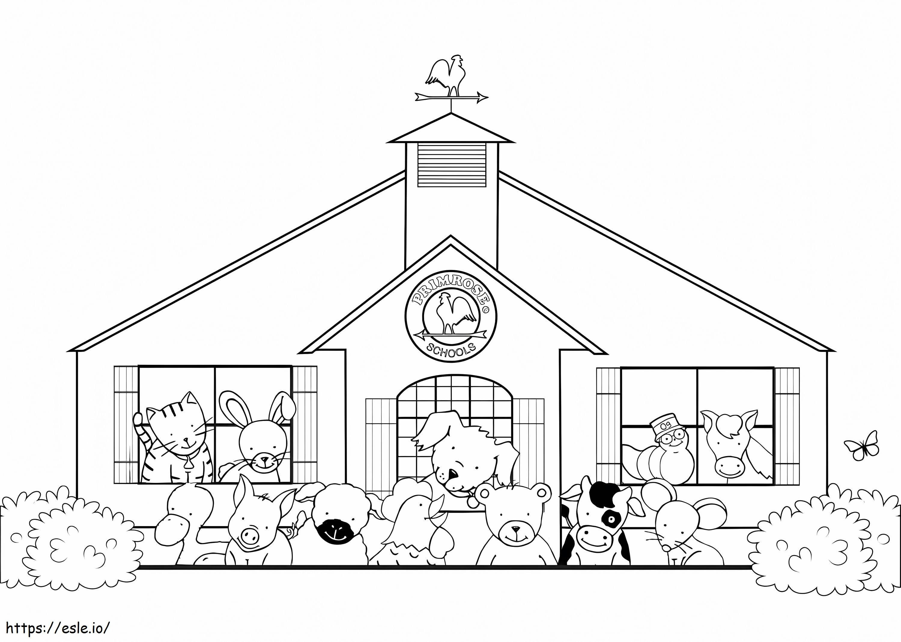 Animals At School coloring page