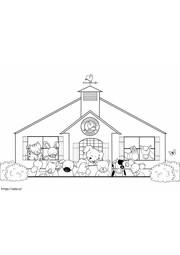 Animals At School coloring page