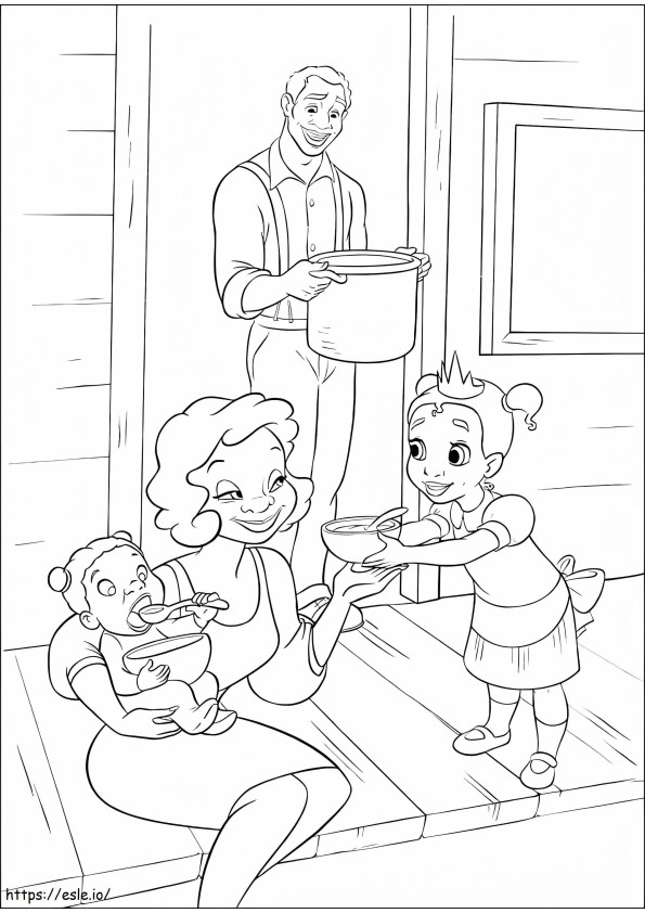 Tiana With Family coloring page
